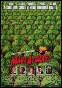 2r538 MARS ATTACKS! German 33x47 '96 directed by Tim Burton, great image of many brainy aliens!