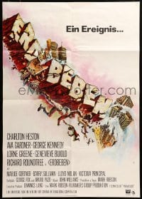 2r615 EARTHQUAKE German '75 Charlton Heston, Ava Gardner, cool disaster title art!