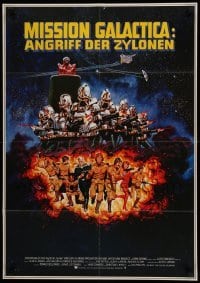 2r681 MISSION GALACTICA: THE CYLON ATTACK German '79 great sci-fi artwork by Robert Tanenbaum!