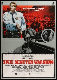 2r728 TWO MINUTE WARNING German '77 Charlton Heston, Cassavetes, Beau Bridges in sniper's scope!