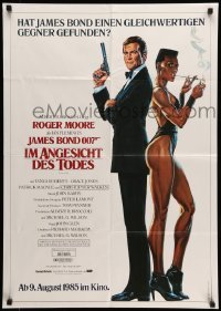 2r731 VIEW TO A KILL advance German '85 art of Moore as Bond 007 & sexy Grace Jones by Goozee!