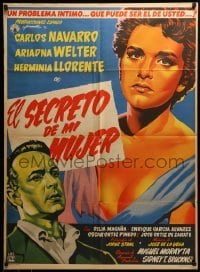 2r380 EL SECRETO DE MI MUJER Mexican poster '55 art of Carlos Navarro & Ariadna Welter!