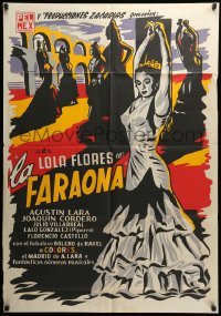 2r388 LA FARAONA export Mexican poster R60s Rene Cardona, full-length art of sexy senoritas!