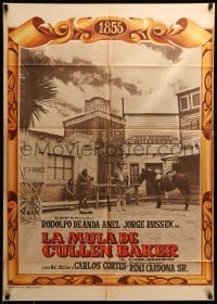 2r396 LA MULA DE CULLEN BAKER Mexican poster '71 Rene Cardona, cool image of cowboy & horse!