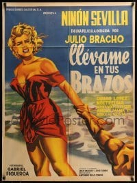 2r404 LLEVAME EN TUS BRAZOS Mexican poster '54 muscular arm reaching out to sexiest Ninon Sevilla!
