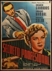 2r413 SECRETO PROFESIONAL Mexican poster '55 art of man on witness stand pointing accusing finger!