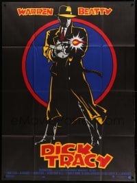 2s696 DICK TRACY French 1p '90 cool art of Warren Beatty as Chester Gould's classic detective!