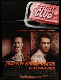 2s729 FIGHT CLUB French 1p '99 great image of Edward Norton & Brad Pitt, chaos & confusion!