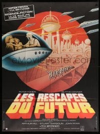 2s742 FUTUREWORLD French 1p '77 completely different sci-fi art by Leo Kouper & Roger Boumendil!