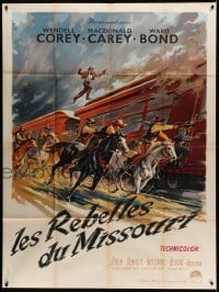 2s755 GREAT MISSOURI RAID French 1p R60s best different Soubie art of outlaws hijacking train!
