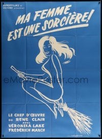 2s773 I MARRIED A WITCH French 1p R60s different art of sexy Veronica Lake flying on broom!