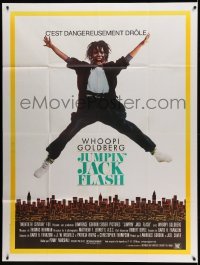 2s789 JUMPIN' JACK FLASH French 1p '86 great wacky image of Whoopi Goldberg in mid air!