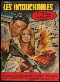 2s818 MACHINE GUN McCAIN French 1p '70 Jean Mascii art of John Cassavetes & sexy Britt Ekland!