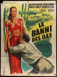 2s857 OUTCAST OF THE ISLANDS French 1p '52 Allard art of exotic sexy Kerima, directed by Carol Reed
