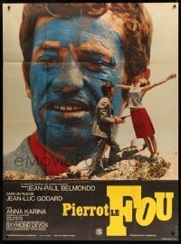 2s872 PIERROT LE FOU French 1p '65 Jean-Luc Godard, blue painted Jean-Paul Belmondo, Anna Karina!