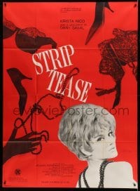 2s950 SWEET SKIN French 1p '63 Poitrenaud's Strip-tease, artwork of sexy Nico & stripped garments!