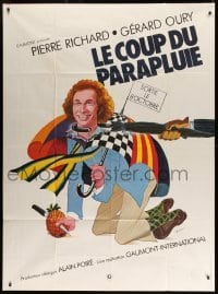 2s979 UMBRELLA COUP advance French 1p '83 wacky artwork of Pierre Richard by Rene Ferracci!