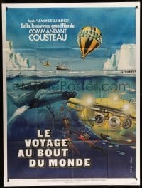 2s988 VOYAGE TO THE EDGE OF THE WORLD French 1p '76 Jacques Cousteau, cool different Tealdi art!