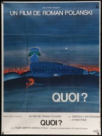 2s992 WHAT French 1p '72 Roman Polanski, great surreal art by Jean-Michel Folon!
