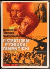 2s302 CASE IS CLOSED, FORGET IT Italian 1p '74 cool art of Franco Nero looming over rioters!