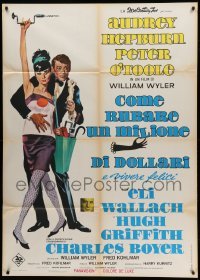 2s336 HOW TO STEAL A MILLION Italian 1p R60s great art of sexy Audrey Hepburn & Peter O'Toole!