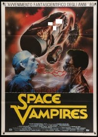 2s349 LIFEFORCE Italian 1p '85 Tobe Hooper, Space Vampires, different art of aliens attacking!