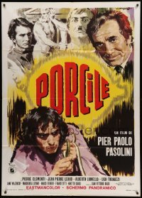 2s373 PIGPEN Italian 1p '69 Pier Paolo Pasolini's Porcile, cannibalism, different Cesselon art!