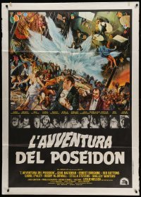 2s378 POSEIDON ADVENTURE Italian 1p '73 art of Gene Hackman & cast escaping by Mort Kunstler!