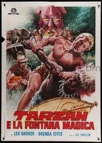 2s411 TARZAN'S MAGIC FOUNTAIN Italian 1p R70s different art of Lex Barker attacking native man!