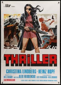 2s417 THEY CALL HER ONE EYE Italian 1p '74 cult classic, best art of Christina Lindberg, Thriller!