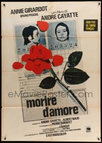 2s420 TO DIE OF LOVE Italian 1p '71 Andre Cayatte, cool mugshot of Annie Girardot with red rose!