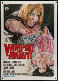 2s431 VAMPIRE LOVERS Italian 1p '72 best different art of sexy blood-nymphs by Renato Casaro!