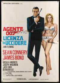 2s228 DR. NO Italian 2p R70s art of Sean Connery as James Bond w/sexy Ursula Andress in bikini!