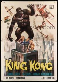 2s244 KING KONG Italian 2p R66 great art of giant ape & sexy Fay Wray on Empire State Building!