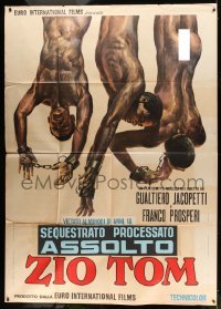 2s277 WHITE DEVIL: BLACK HELL Italian 2p '71 outrageous art of naked slaves hanging upside-down!