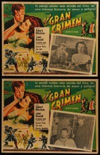 2s582 HIS KIND OF WOMAN 2 Mexican LCs R60s Robert Mitchum, sexy Jane Russell, Howard Hughes!