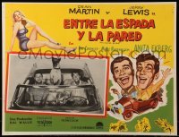 2s489 HOLLYWOOD OR BUST Mexican LC '56 Dean Martin & Jerry Lewis in convertible car with cool dog!