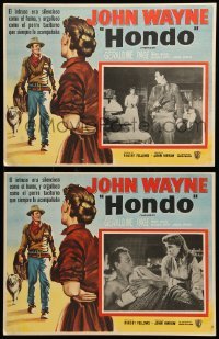 2s583 HONDO 2 Mexican LCs '53 two great images of John Wayne & Geraldine Page + cool border art!