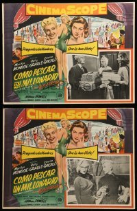 2s584 HOW TO MARRY A MILLIONAIRE 2 Mexican LCs '54 Marilyn Monroe, Betty Grable, Lauren Bacall!