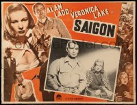 2s526 SAIGON Mexican LC '48 c/u of sexy Veronica Lake in leopardskin coat staring at Alan Ladd!