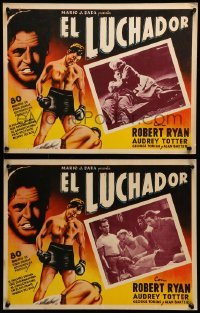 2s591 SET-UP 2 Mexican LCs R60s Robert Ryan, Audrey Totter, Robert Wise boxing classic!