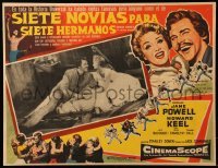 2s530 SEVEN BRIDES FOR SEVEN BROTHERS Mexican LC '54 Jane Powell & Howard Keel on broken bed!