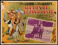 2s549 WAY OUT WEST Mexican LC R60s Stan Laurel & Oliver Hardy with donkey & Sharon Lynn!