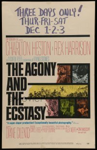 2s005 AGONY & THE ECSTASY WC '65 great art of Charlton Heston & Rex Harrison, Carol Reed!