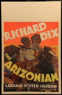 2s013 ARIZONIAN WC '35 cool art of cowboy Richard Dix & Margot Grahame on horseback!