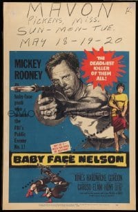 2s016 BABY FACE NELSON WC '57 great art of Public Enemy No. 1 Mickey Rooney firing tommy gun!