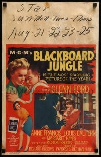 2s033 BLACKBOARD JUNGLE WC '55 Richard Brooks classic, Glenn Ford, art of Margaret Hayes attacked!