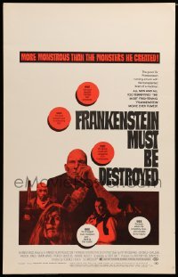 2s072 FRANKENSTEIN MUST BE DESTROYED WC '70 Cushing is more monstrous than his monster!