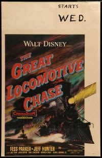 2s083 GREAT LOCOMOTIVE CHASE WC '56 Disney, really cool artwork of railroad train!