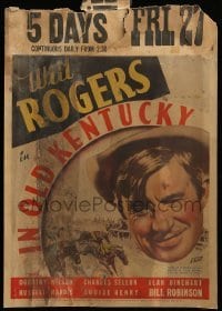2s100 IN OLD KENTUCKY WC '35 different art of Will Rogers & horse racing!